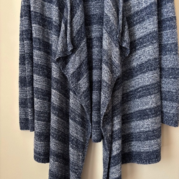 Barefoot Dreams Calypso Wrap Sweater Small Medium Bamboo Chic Lite Blue Stripe - Picture 3 of 8